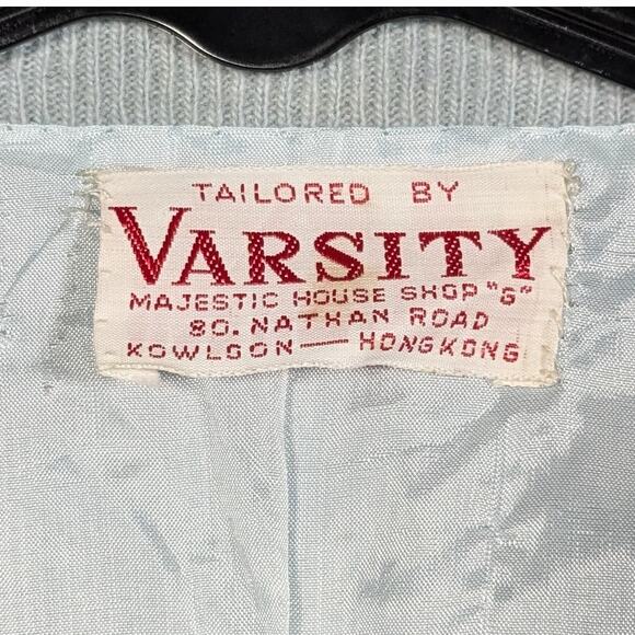 Vintage 1950s Blue and White Beaded Floral Button Up Cardigan Sweater XS/S *READ - Picture 6 of 10